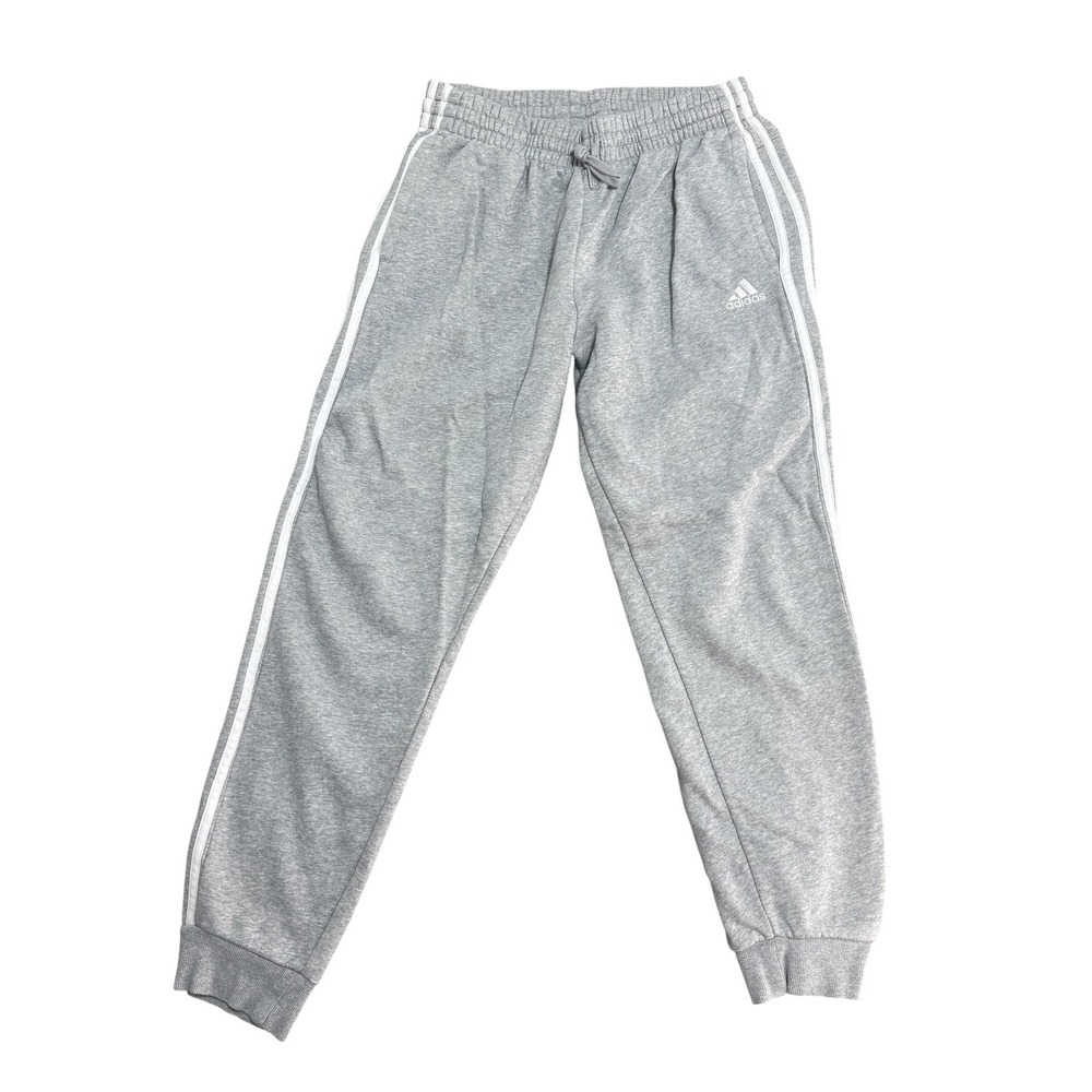 adidas Gray Three-Stripe Jogger Sweatpants